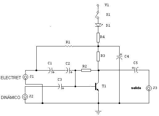 Como hacer PRE AMPLIFICADOR para MICROFONO electret diagrama en el